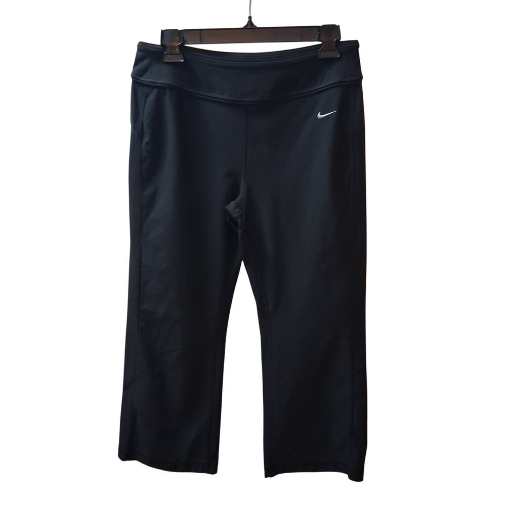 Nike Women Black Capri Leggings Athletic Yoga Workout Cropped Pants Dri Fit Sz-M